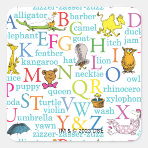 Dr. Seuss's ABC Pattern with Words Square Sticker