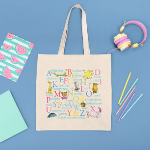 Dr. Seuss's ABC Pattern with Words Tote Bag