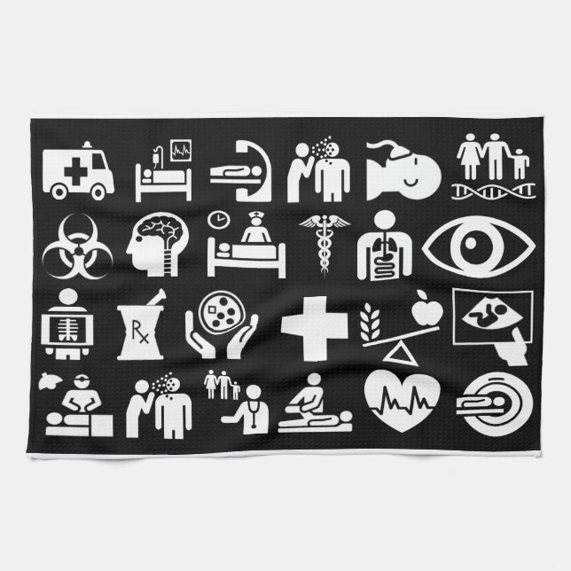 Dr. Symbols Medical Medley Tea Towel (Horizontal)