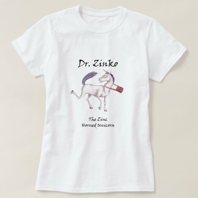 Dr. Zinko The Zinc-Horned Unicorn Tee-Shirt T-Shirt (Design Front)