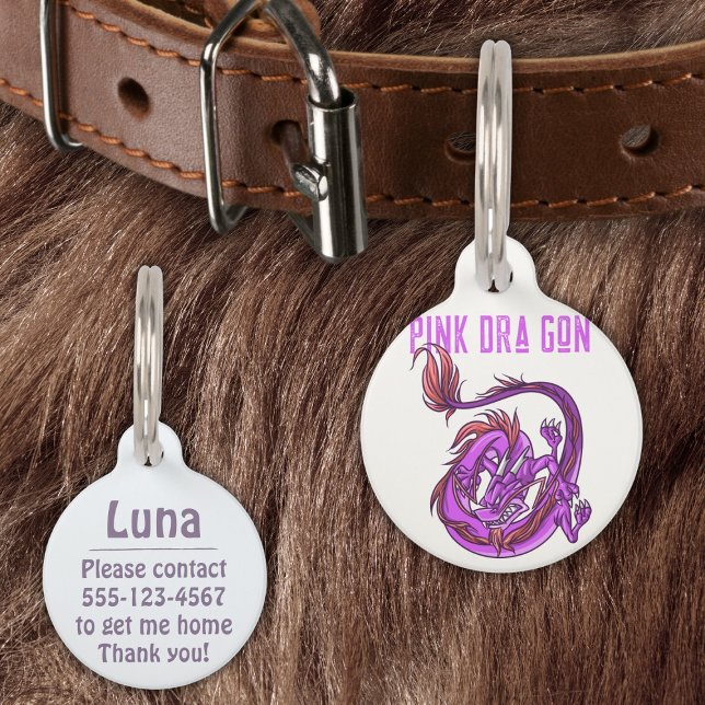Dra Gon - Pink Dragon Comic style Pet Tag (Creator Uploaded)