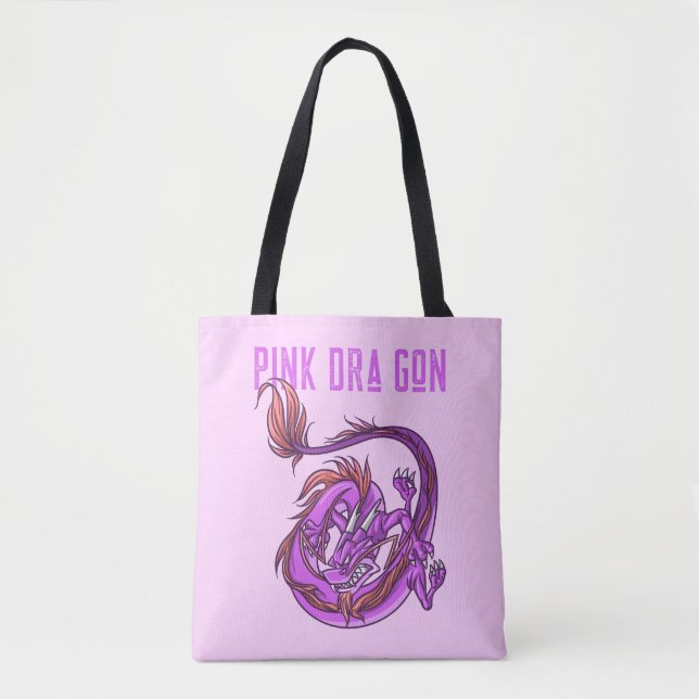 Dra Gon - Pink Dragon Comic style Tote Bag (Front)