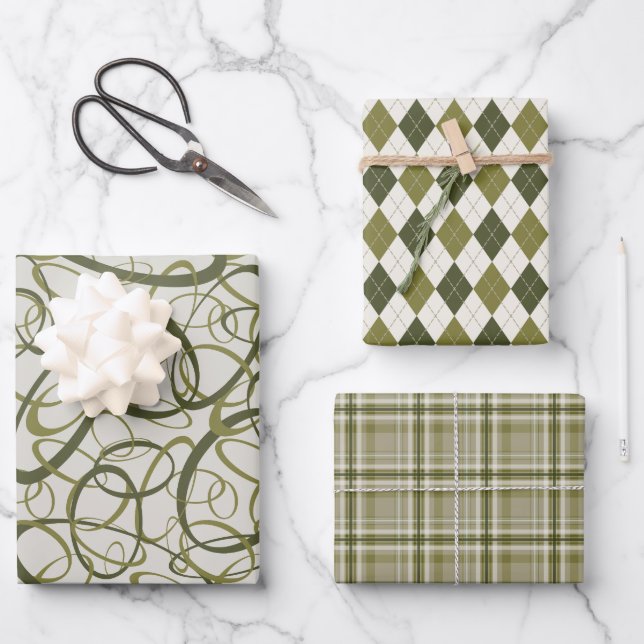 drab olive loden khaki masculine any occasion wrapping paper sheet (Front)