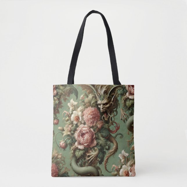 Drac’s Finery – Baroque Dragon Gothic Tote Bag (Front)