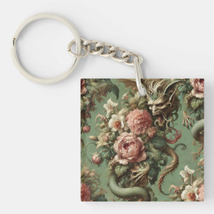 Drac’s Finery – Gothic Dragon Floral Key Ring