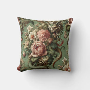 Drac’s Finery – Gothic Dragon Floral Pillow