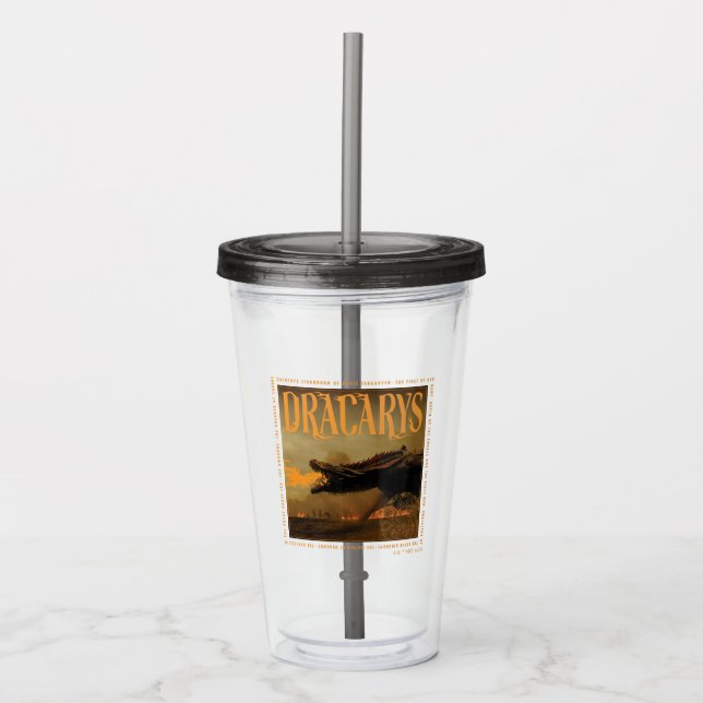 "Dracarys" Drogon Breathing Fire Graphic Acrylic Tumbler (Front)