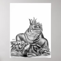 Drache am Fels schwarz-weiß design