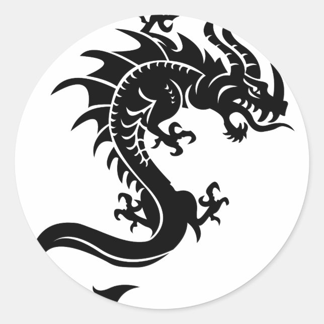 Drache, Dragon Classic Round Sticker (Front)