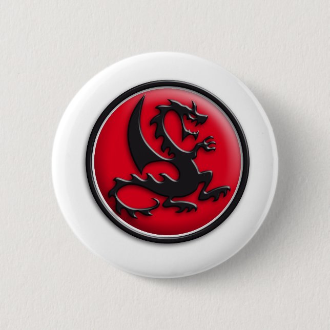 Drachen rot 6 cm round badge (Front)