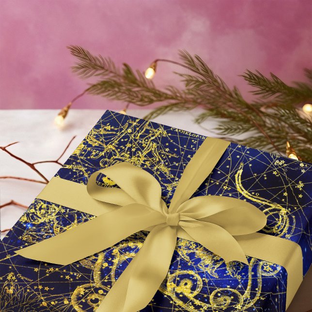 Draco Gold Celestial Constellation  Wrapping Paper Sheet (Creator Uploaded)