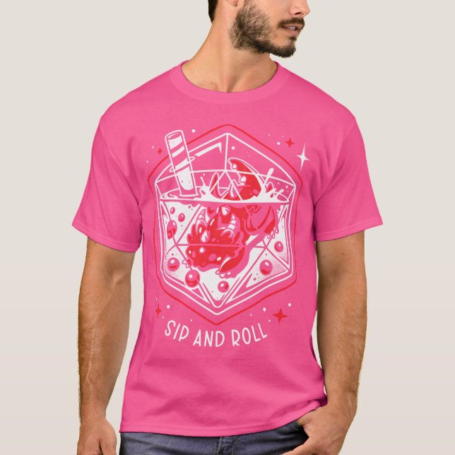 Draconic Bubble Tea - Dragon D20 Dice T-Shirt (Front)