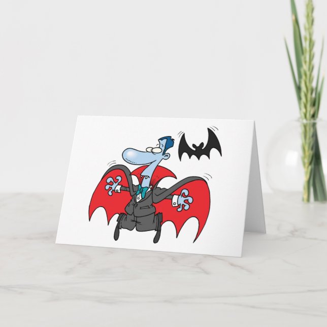 Dracula And A Bat Greeting Cards (Front)