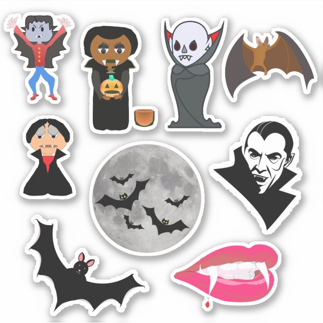 Dracula and Vampire Decal Sticker Sheets (Front)