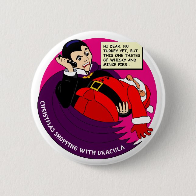 Dracula Christmas Shopping 6 Cm Round Badge (Front)