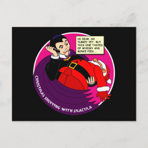 Dracula Christmas Shopping Holiday Postcard