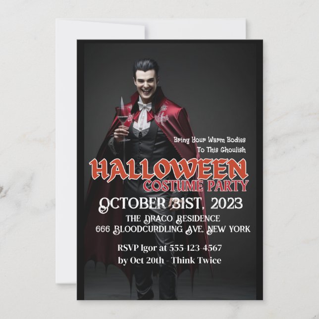 Dracula Cocktail Halloween Party Invitation (Front)
