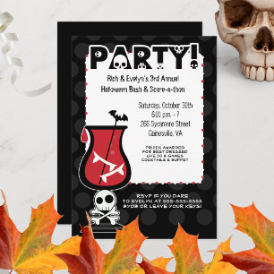 Dracula Cocktail Skulls Adult Halloween Party  Invitation
