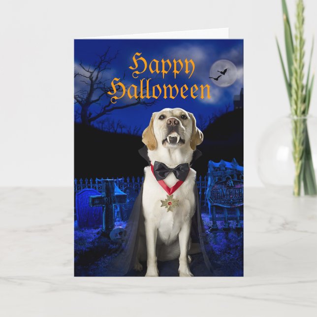Dracula Dog Halloween greeting card (Front)