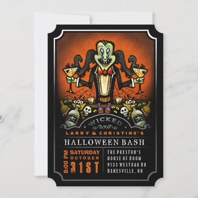 Dracula Halloween Bash Party Fun Invitation (Front)