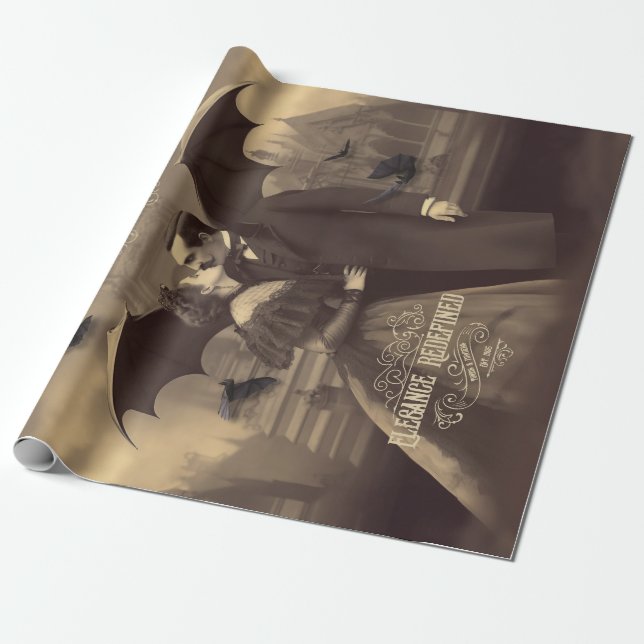 Dracula Kissing Mina Bram Stoker Inspired Embrace Wrapping Paper (Unrolled)