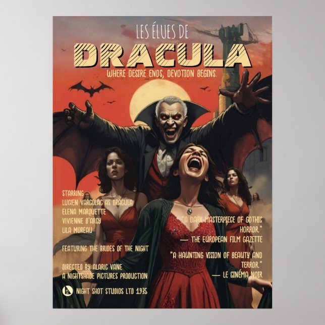 Dracula Poster Gothic Vampire Dark Horror Art (Front)