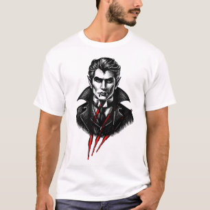 Dracula Red Claw Slash Vampire Halloween Design. T-Shirt
