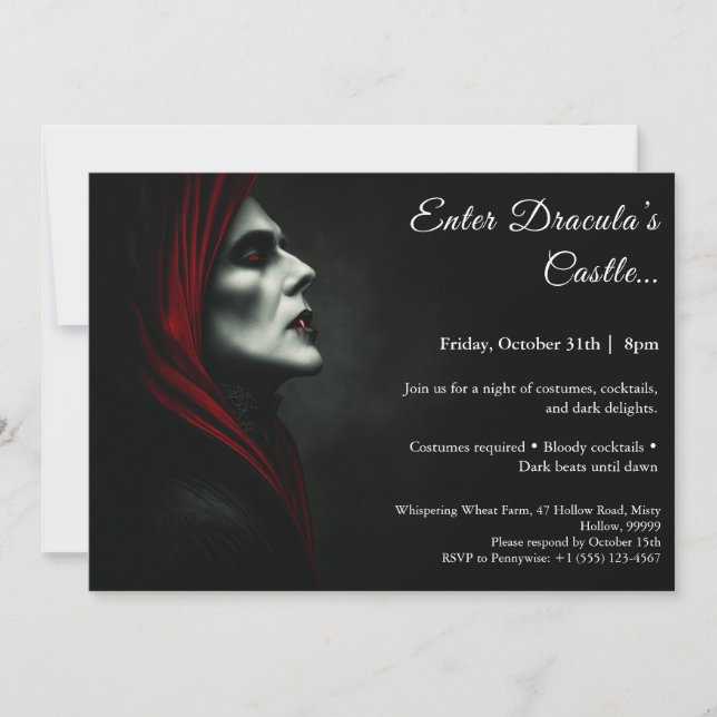 Dracula’s Night | Halloween Costume Party  Invitation (Front)