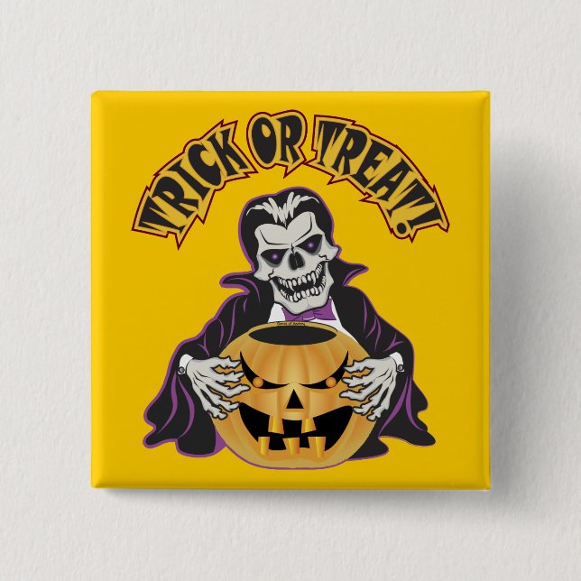 Dracula Skull 15 Cm Square Badge (Front)