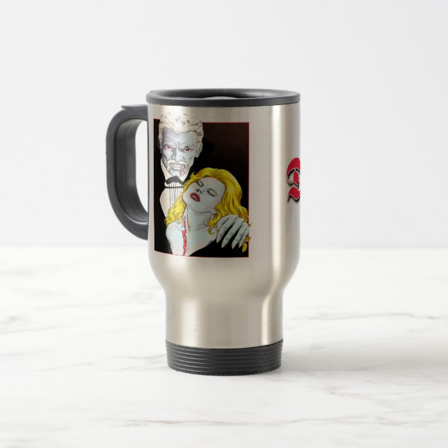 Dracula V1 image travel mug (Front Left)