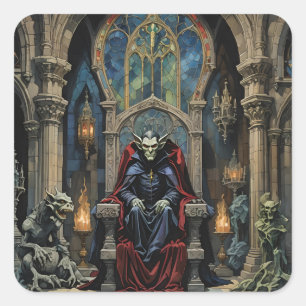 Dracula Vampire in Castle Square Sticker