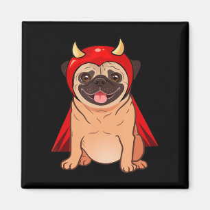 Dracula Vampire Pug Cute Dog Halloween Costume Pug Magnet