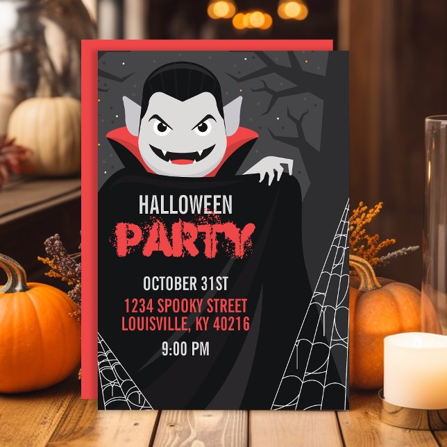 Dracula Vampire Spooky Halloween Party Invitation (Creator Uploaded)