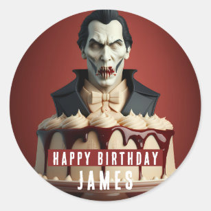 Dracula Vampire themed Cream Cake - Birthday Classic Round Sticker