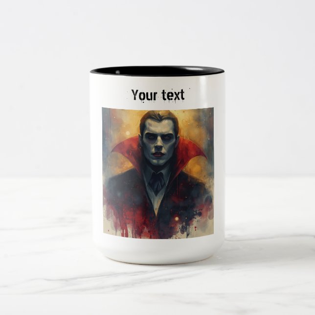 Dracula Vampire Two-Tone Coffee Mug. Two-Tone Coffee Mug (Center)