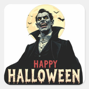 Dracula Wishes You a Spooky Night Square Sticker