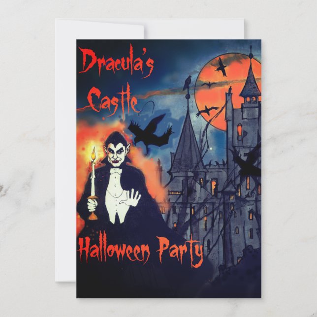 Dracula's Castle Halloween Party Invitation (Front)