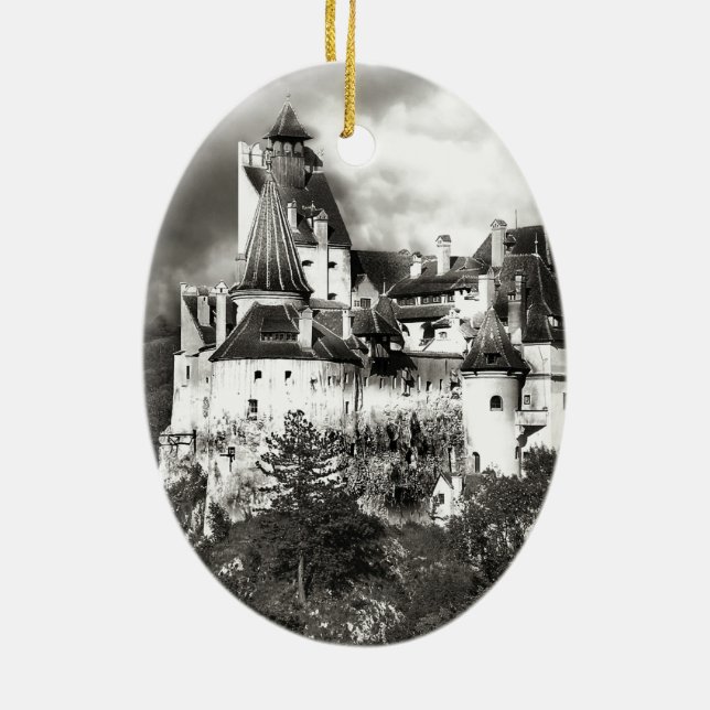 Dracula's Castle, Transylvania Ceramic Tree Decoration (Back)