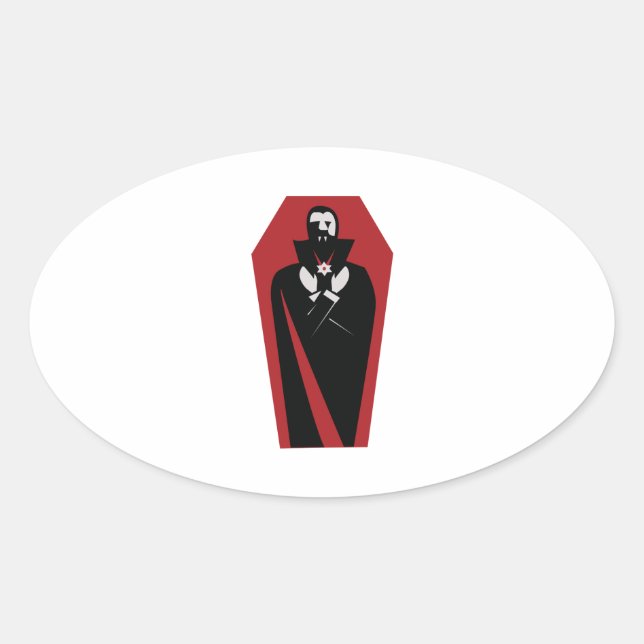 Draculas Coffin Oval Sticker (Front)