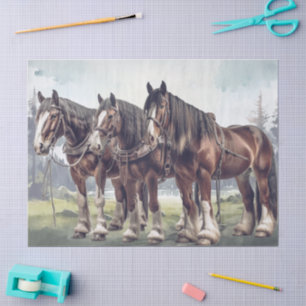 Draft Horses Decoupage Tissue Paper