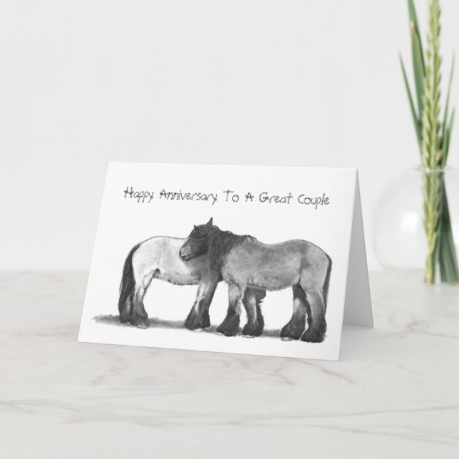 Draft Horses in Pencil: Anniversary Card (Front)