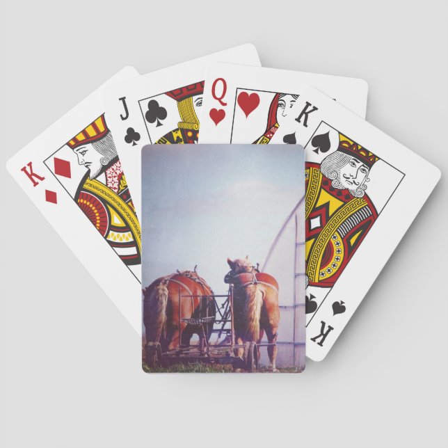 Draft Horses Ready For Work Playing Cards (Back)