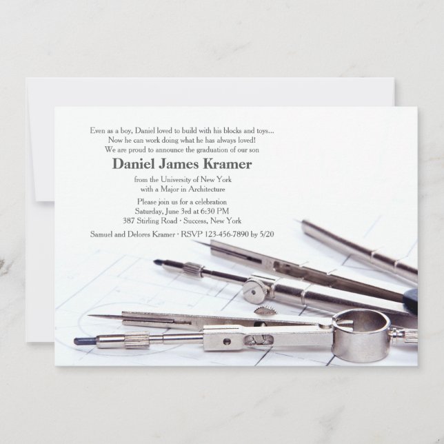 Drafting Tools Graduation Invitation (Front)