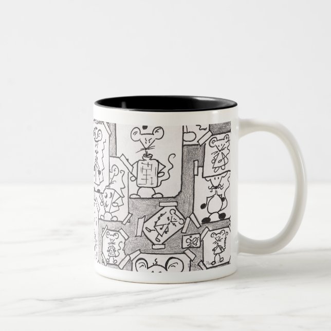 Drafts of inked mice Two-Tone coffee mug (Right)
