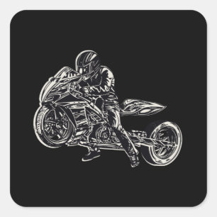 Drag bike square sticker