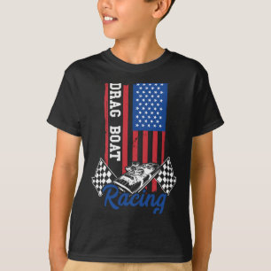 Drag boat racing america usa flag boater motor T-Shirt