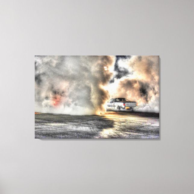 DRAG CAR BURNOUT SMOKING TYRES AUSTRALIA CANVAS PRINT (Front)