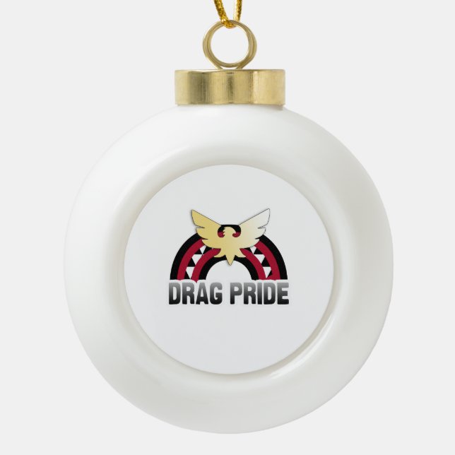 Drag Pride Ceramic Ball Christmas Ornament (Front)