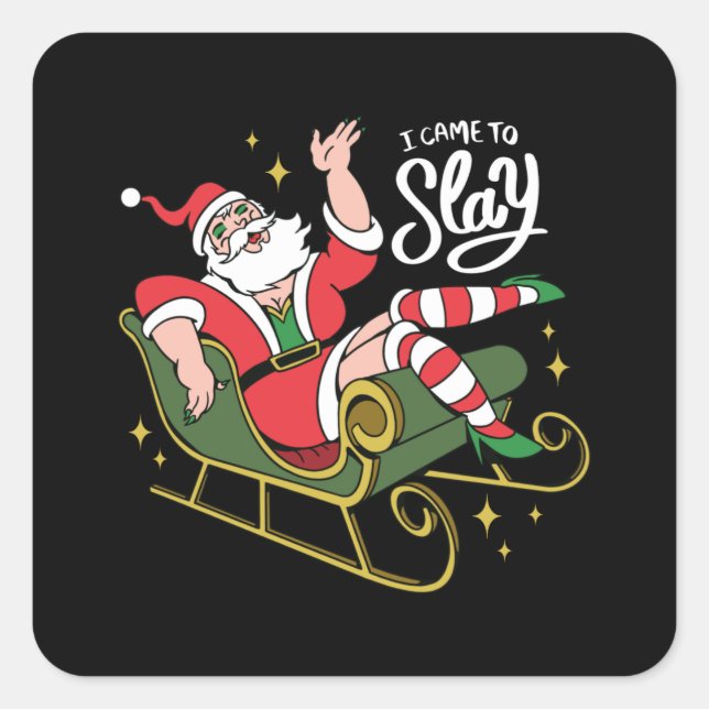 Drag Queen Santa Square Sticker (Front)