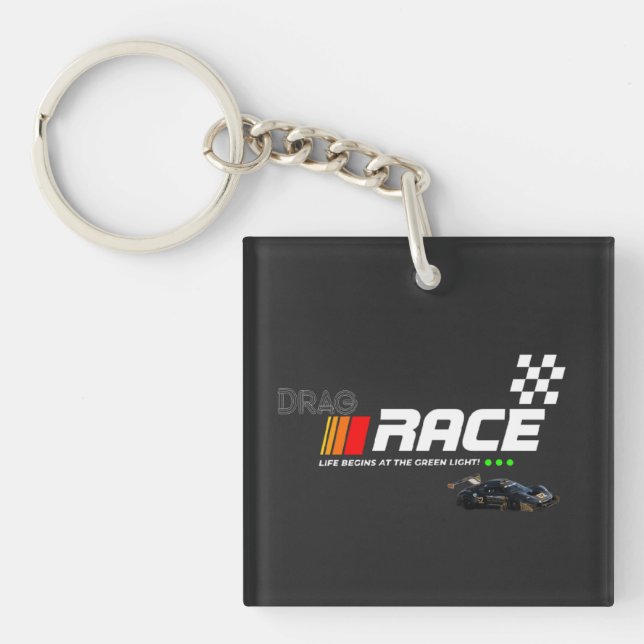 "Drag Race Car Graphic-Design Key Ring (Front)